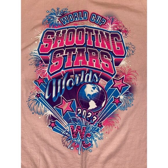 World Cup Shooting Stars Worlds 2023 Pink T-Shirt With 7th Act Graphic Print - Picture 2 of 5